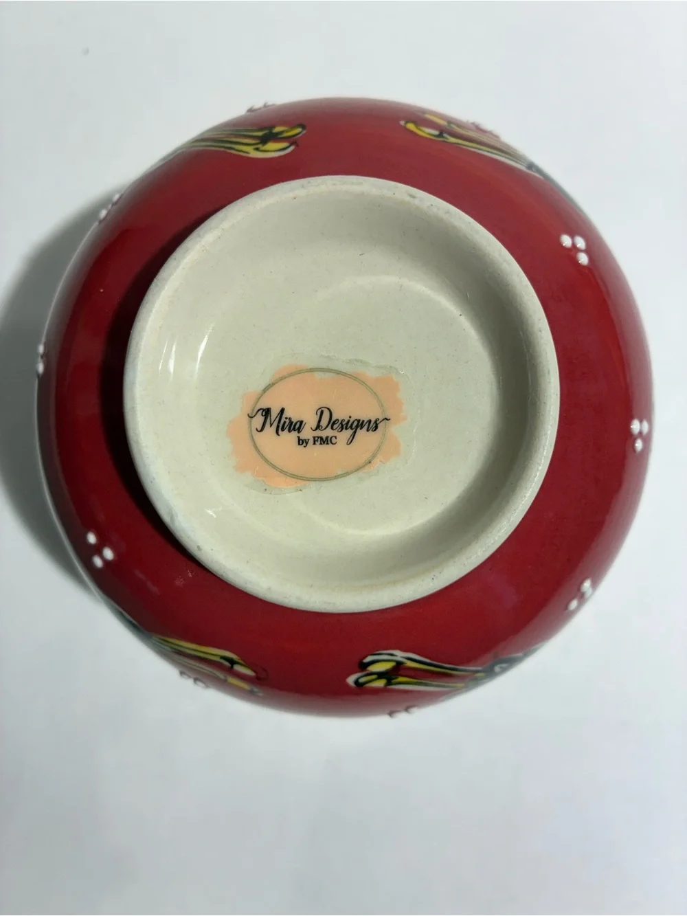 Mira Designs FMC Ceramic Ramen Bowl Crane Chopstick Holder Red Noodle Bowl